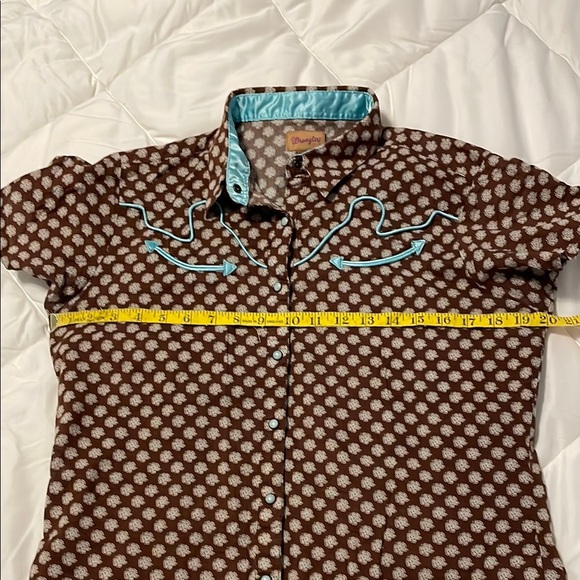 Wrangler Brown and Aqua Western Shirt - Picture 3 of 9